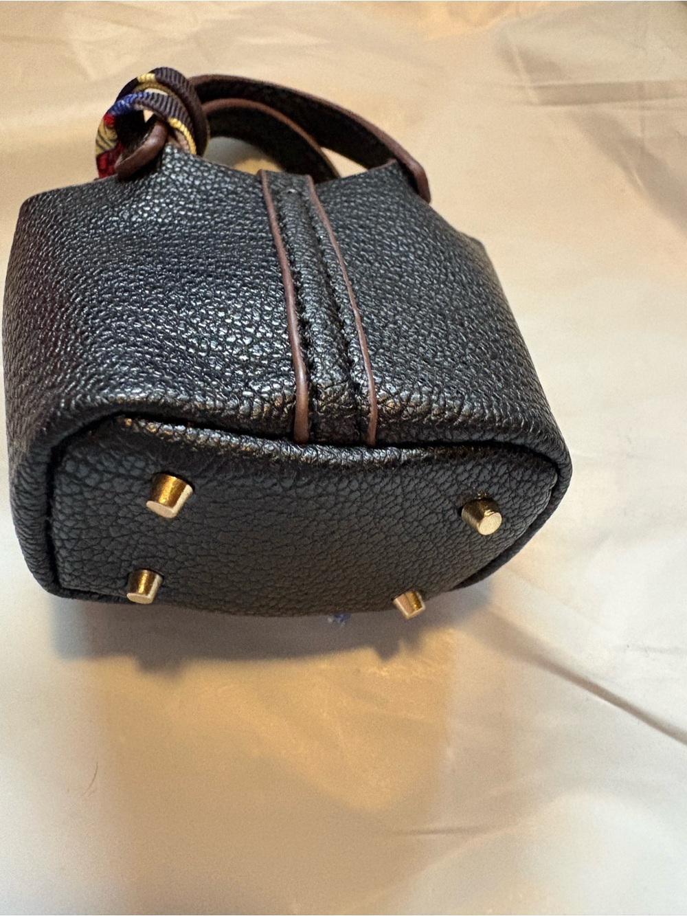 Bag Charm - Black Mini vegan Leather Bucket Bag with Goldtone Hardware 3/$18 - Picture 2 of 3